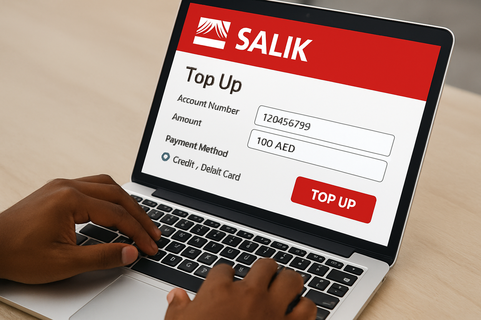 Customer using online portal for Salik top-up